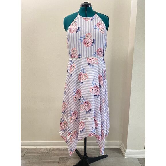 Candie's Floral Striped Handkerchief Dress Spring & Summer Women’s Size XXL - Picture 2 of 10